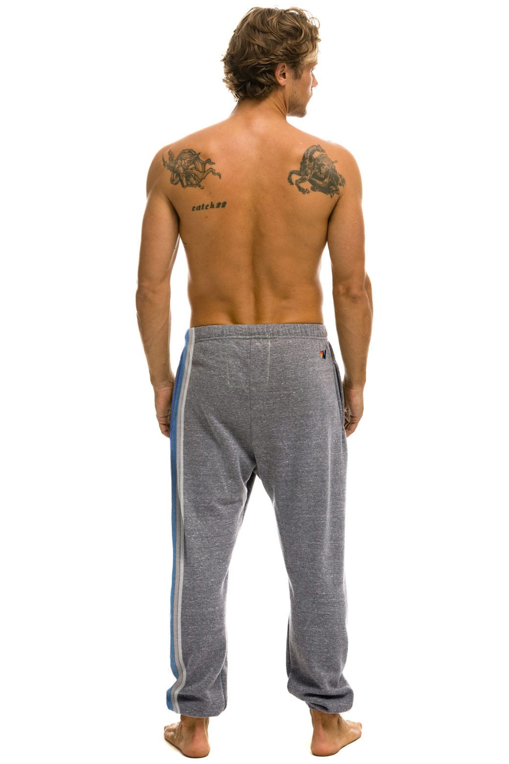 Aviator Nation TEXAS RANGERS 5 STRIPE UNISEX SWEATPANTS - HEATHER // USA