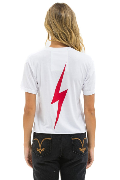 Aviator Nation TEXAS RANGERS BOLT WOMEN'S BOYFRIEND TEE - WHITE