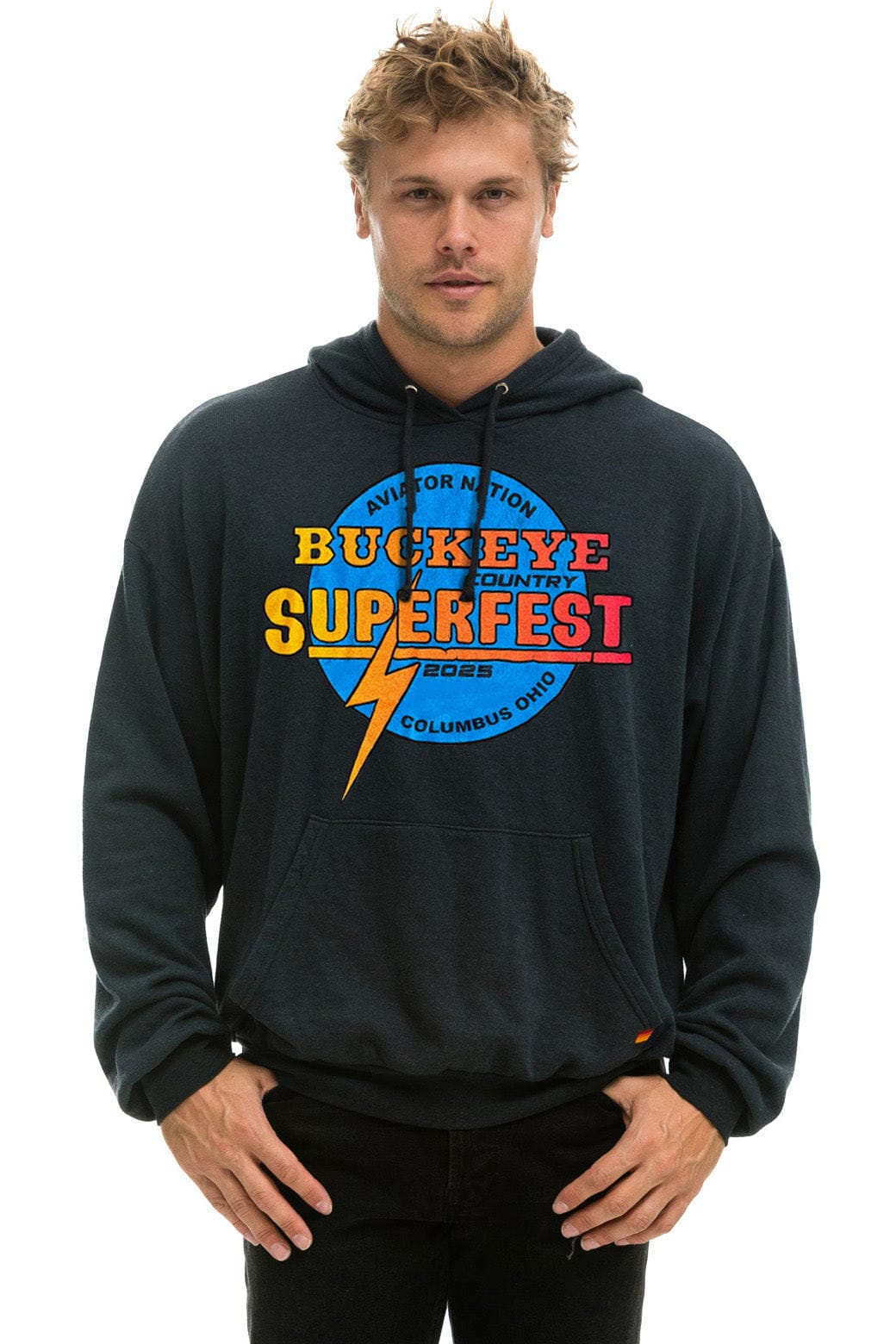 Aviator Nation BUCKEYE FEST 2025  RELAXED PULLOVER HOODIE - CHARCOAL
