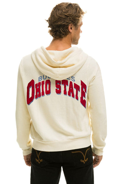 Aviator Nation OHIO STATE 5 STRIPE ZIP HOODIE - VINTAGE WHITE