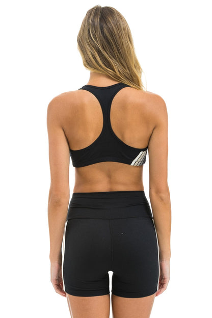 Aviator Nation WOMEN'S 5 STRIPE SPORTS BRA - BLACK // SMOKE