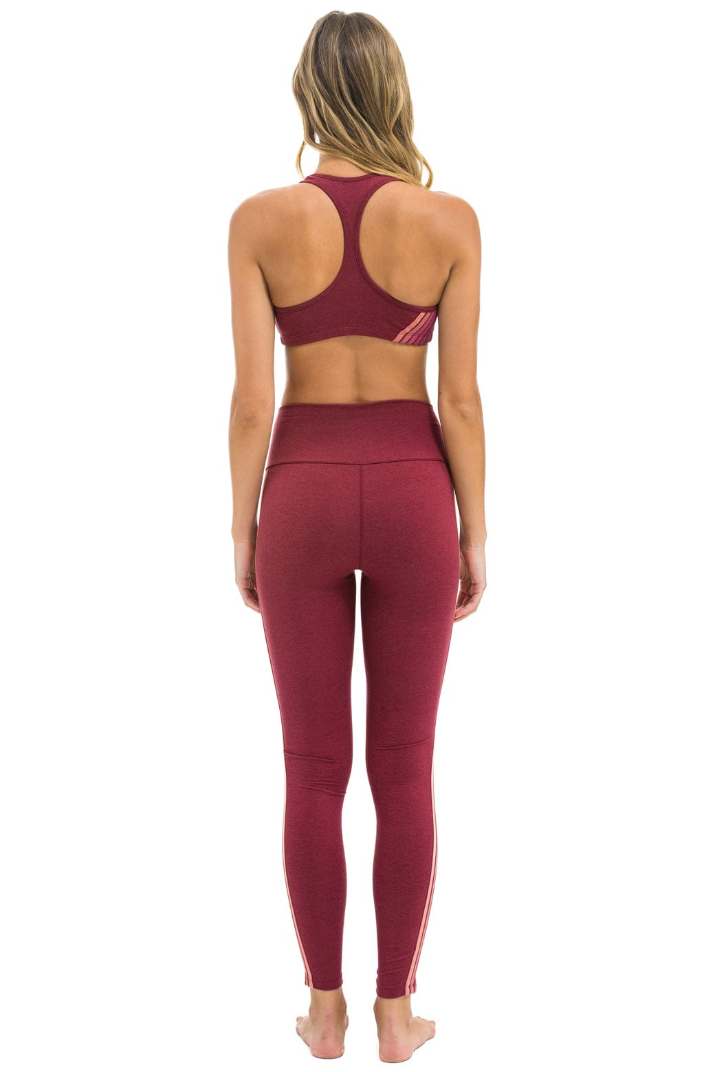 Aviator Nation FULL LENGTH HI-RISE 5 STRIPE LEGGINGS - BERRY
