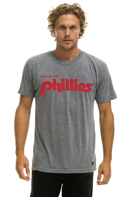 Aviator Nation PHILLIES BOLT CREW TEE - HEATHER GREY
