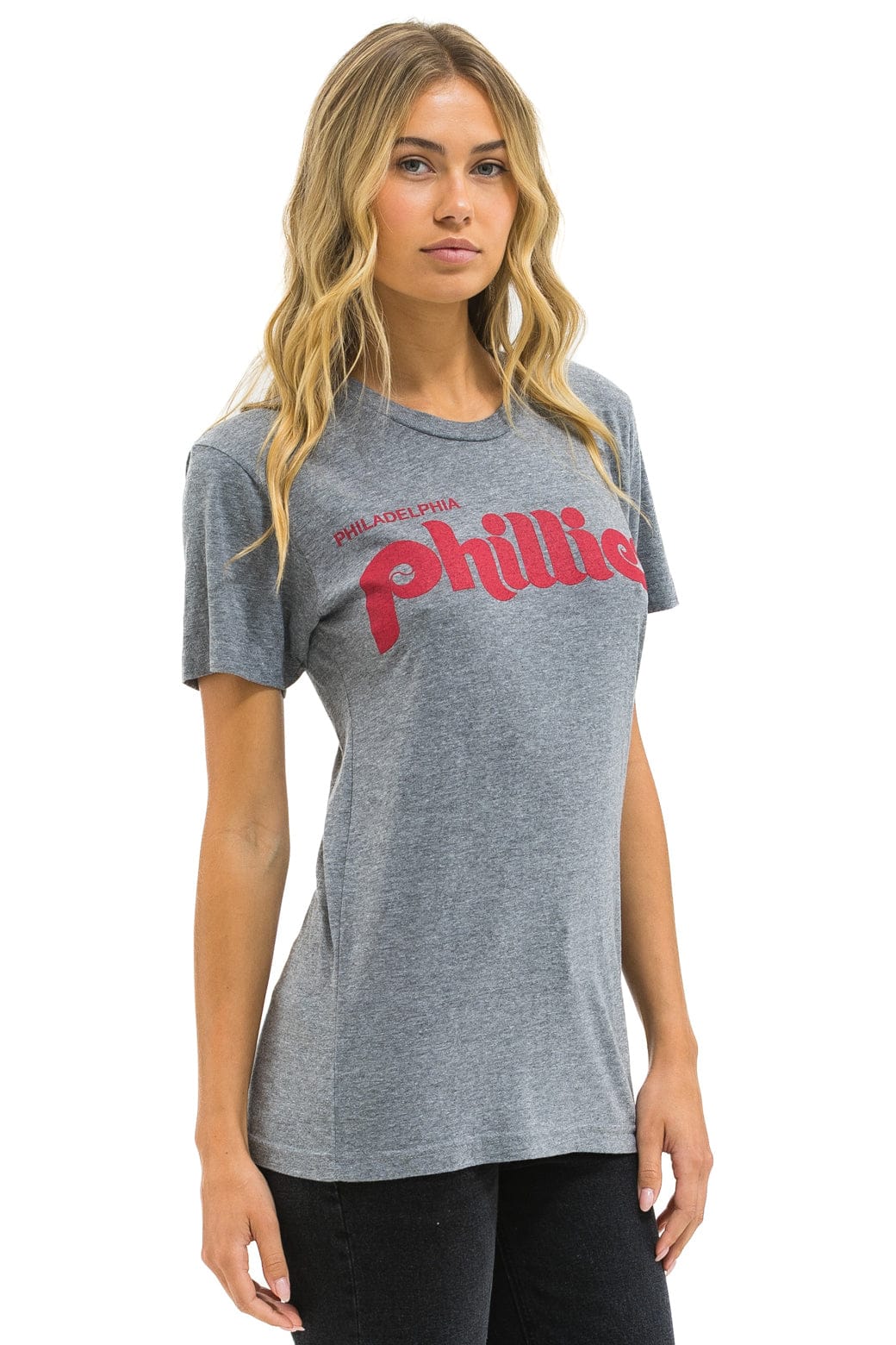 Aviator Nation PHILLIES BOLT CREW TEE - HEATHER GREY