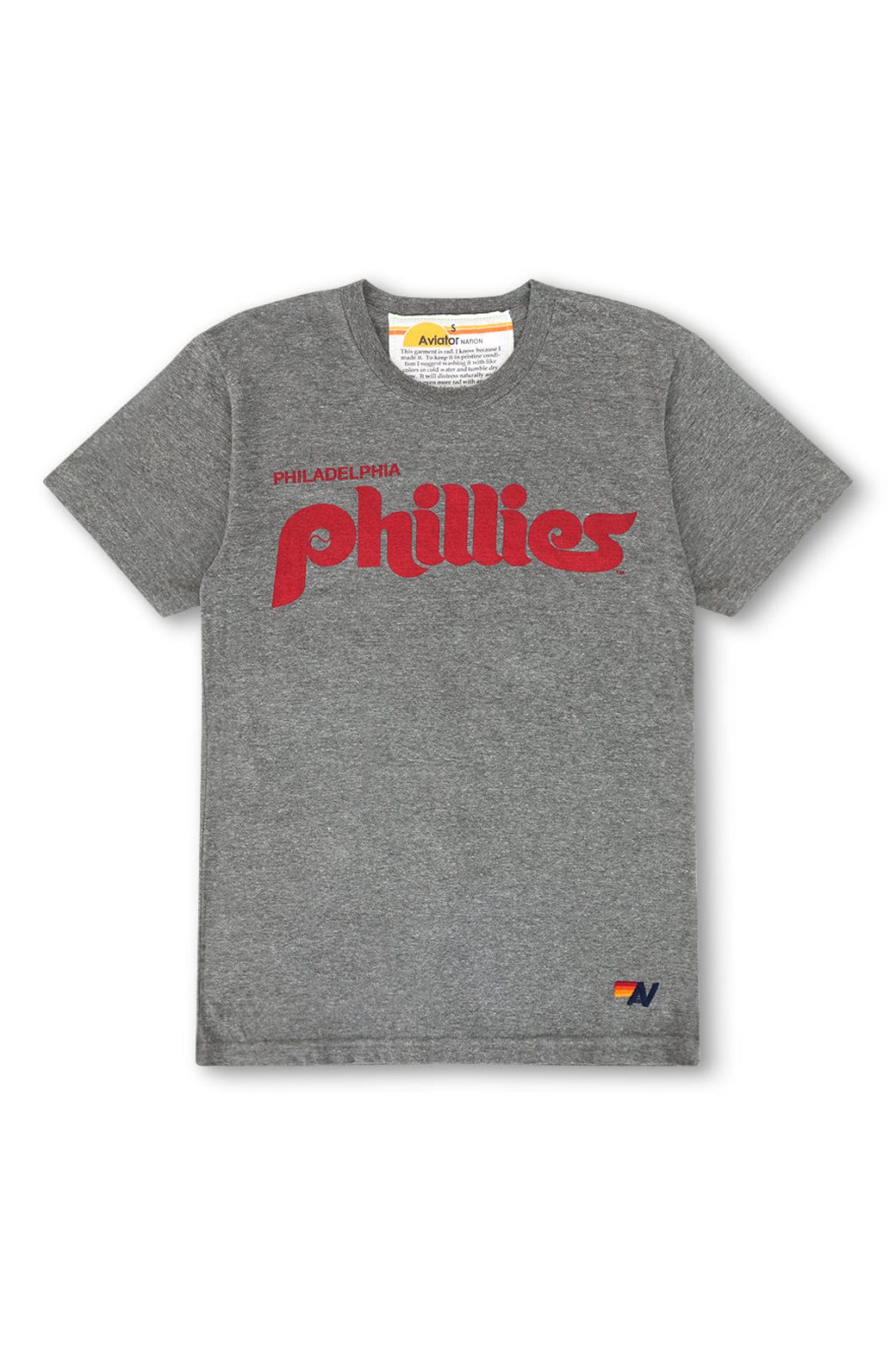 Aviator Nation PHILLIES BOLT CREW TEE - HEATHER GREY