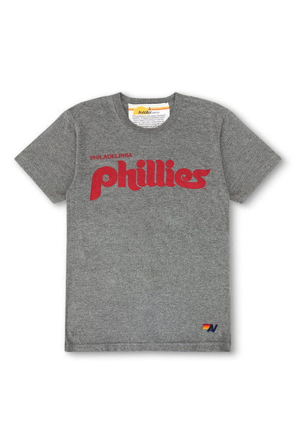 Aviator Nation PHILLIES BOLT CREW TEE - HEATHER GREY