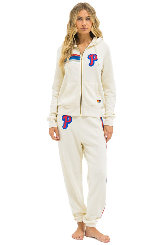 Aviator Nation PHILLIES 5 STRIPE SWEATPANTS - VINTAGE WHITE // USA