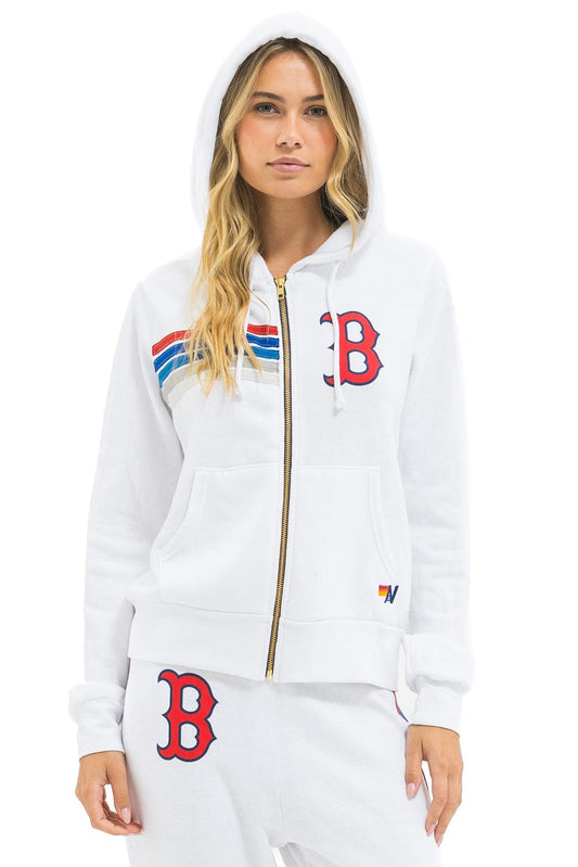 Aviator Nation RED SOX 5 STRIPE ZIP HOODIE - WHITE // USA