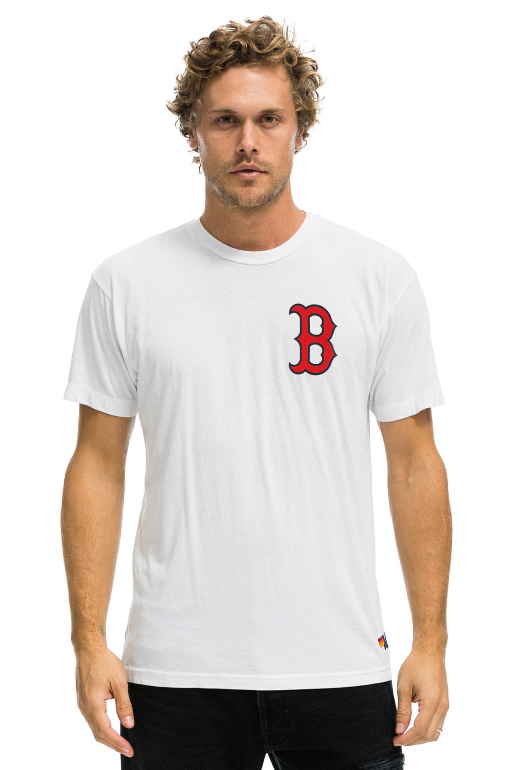 Aviator Nation RED SOX BOLT UNISEX CREW TEE - WHITE