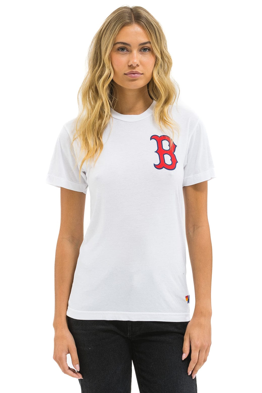 Aviator Nation RED SOX BOLT UNISEX CREW TEE - WHITE