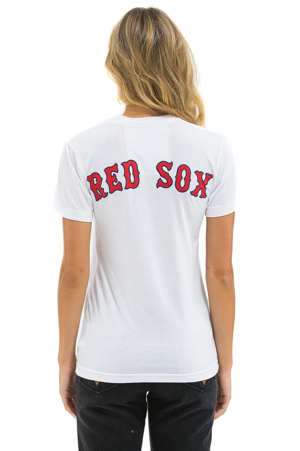 Aviator Nation RED SOX BOLT UNISEX CREW TEE - WHITE