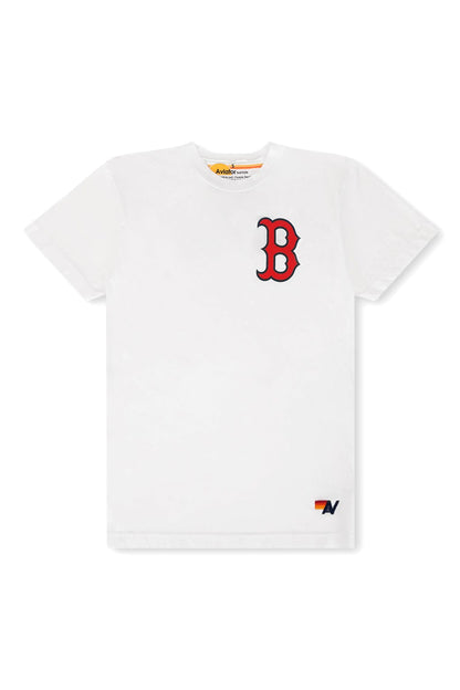 Aviator Nation RED SOX BOLT UNISEX CREW TEE - WHITE