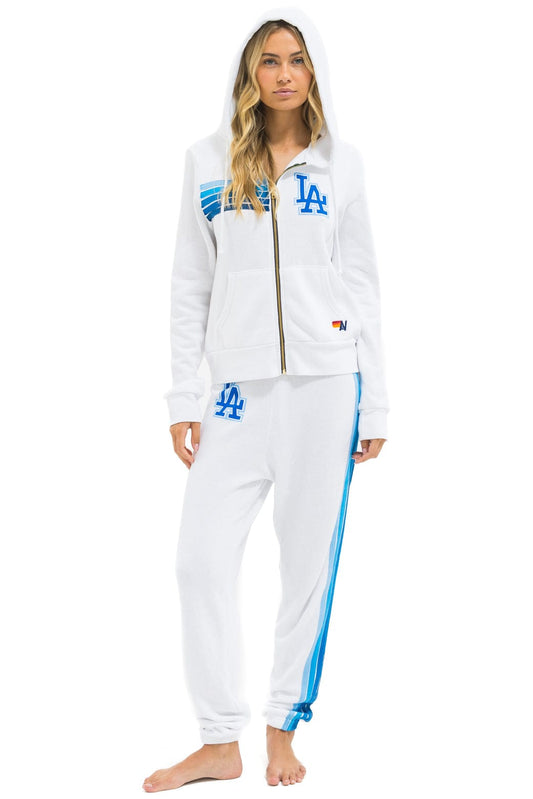 Aviator Nation LOS ANGELES DODGERS 5 STRIPE SWEATPANTS - WHITE // BLUE