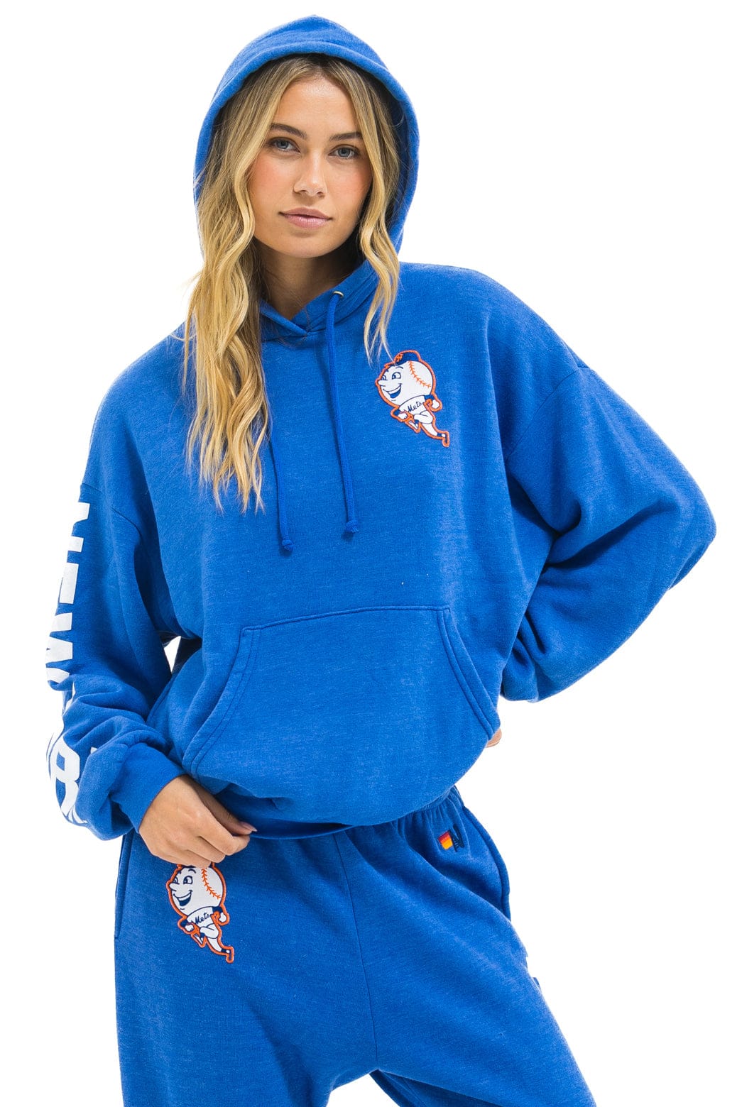 Aviator Nation NY METS RELAXED PULLOVER HOODIE - BLUE