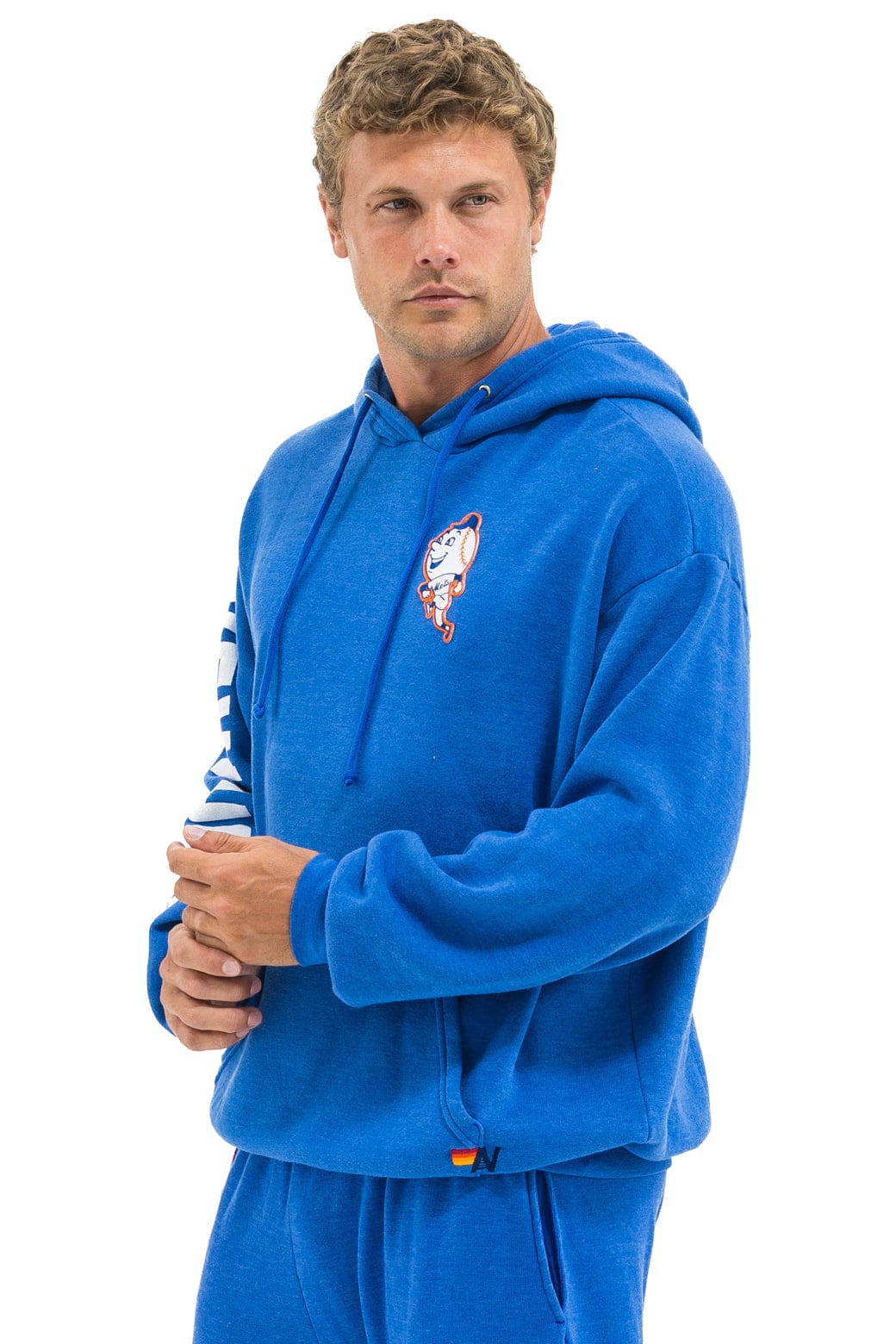 Aviator Nation NY METS RELAXED PULLOVER HOODIE - BLUE