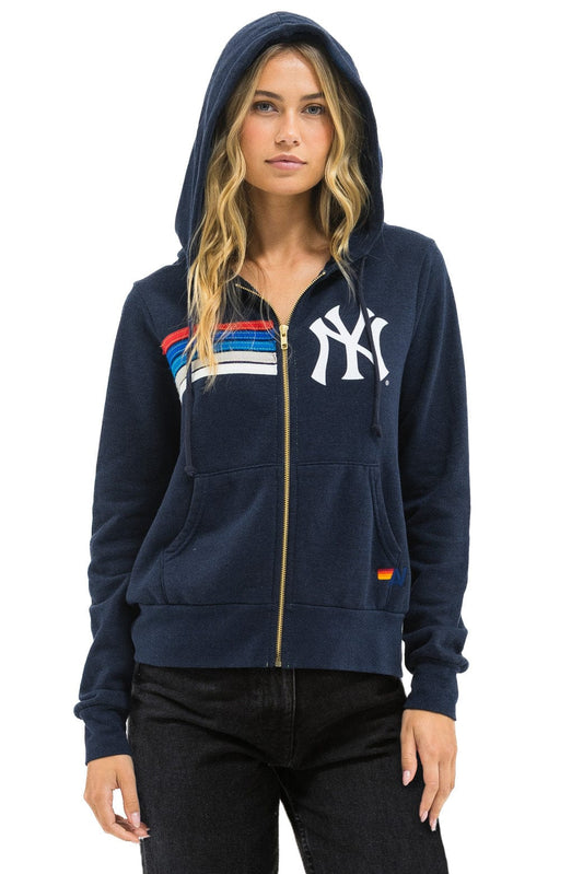 Aviator Nation NY YANKEES 5 STRIPE ZIP HOODIE - NAVY // USA