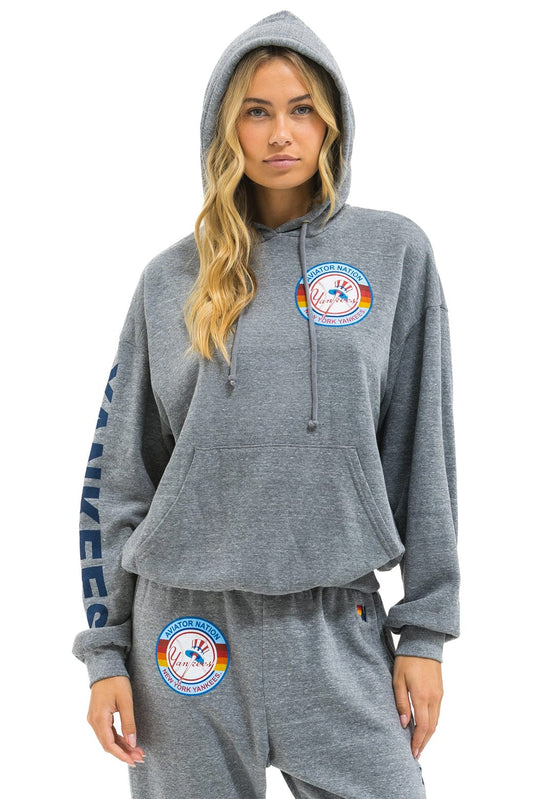 Aviator Nation NY YANKEES RELAXED PULLOVER HOODIE - HEATHER GREY