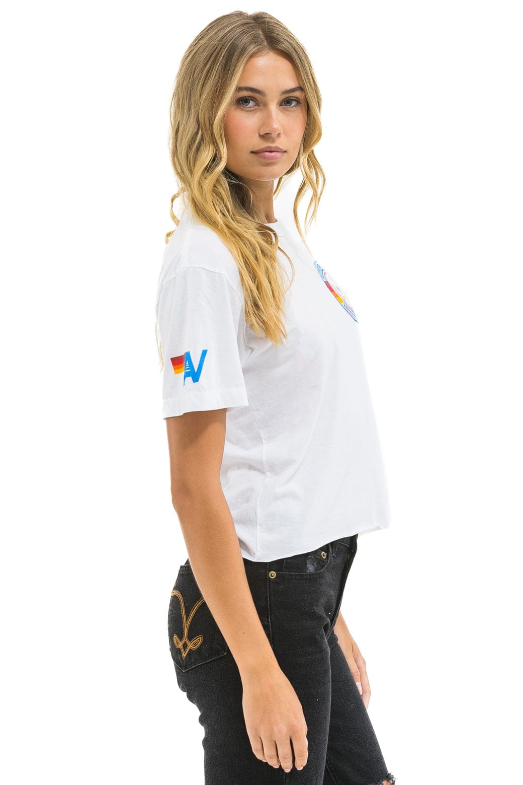 Aviator Nation NY YANKEES AVIATOR NATION BOYFRIEND TEE - WHITE