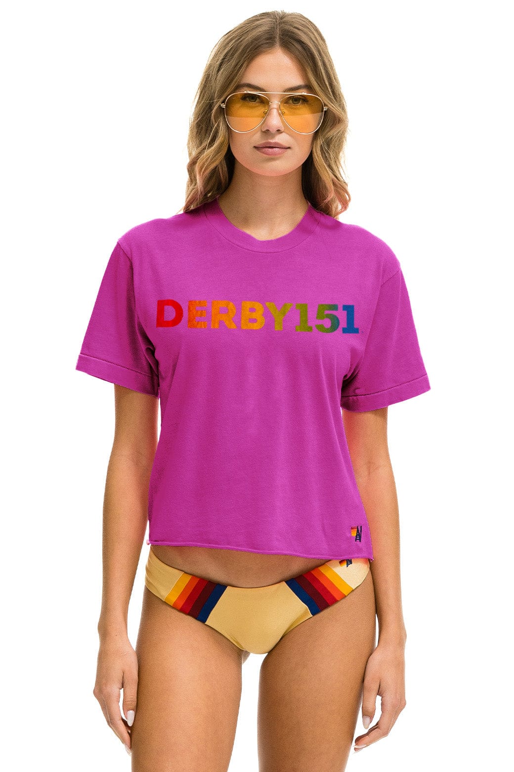 Aviator Nation KENTUCKY DERBY 151 BOYFRIEND TEE - MAGENTA