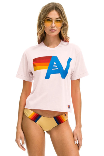 Aviator Nation LOGO BOYFRIEND TEE - LIGHT PINK