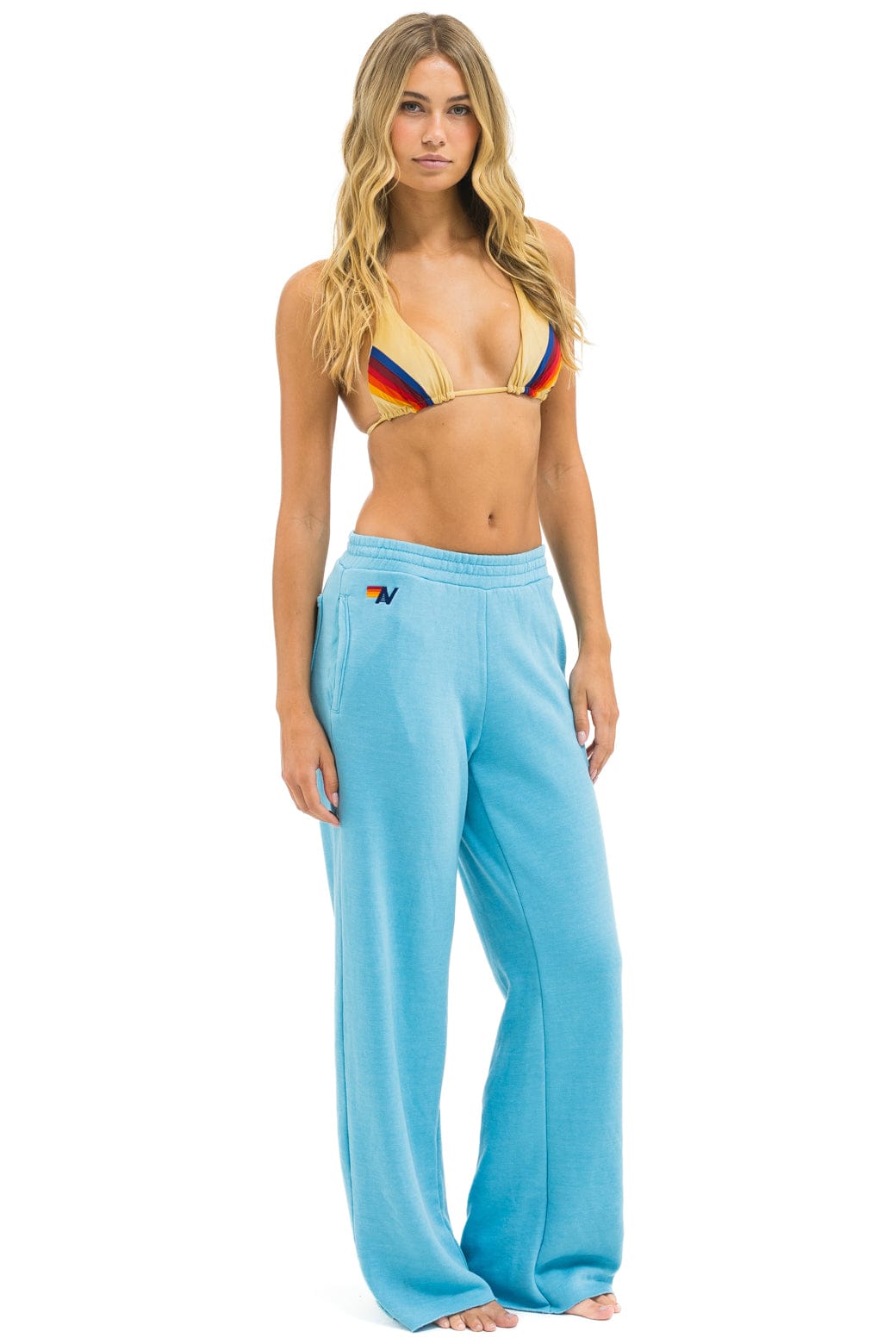 Aviator Nation WIDE LEG POCKET SWEATPANTS - AQUA