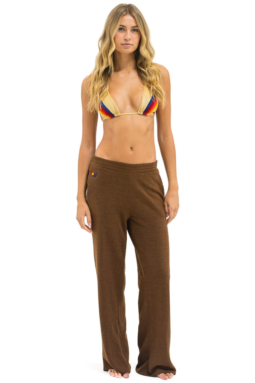 Aviator Nation WIDE LEG POCKET SWEATPANTS - CHOCOLATE