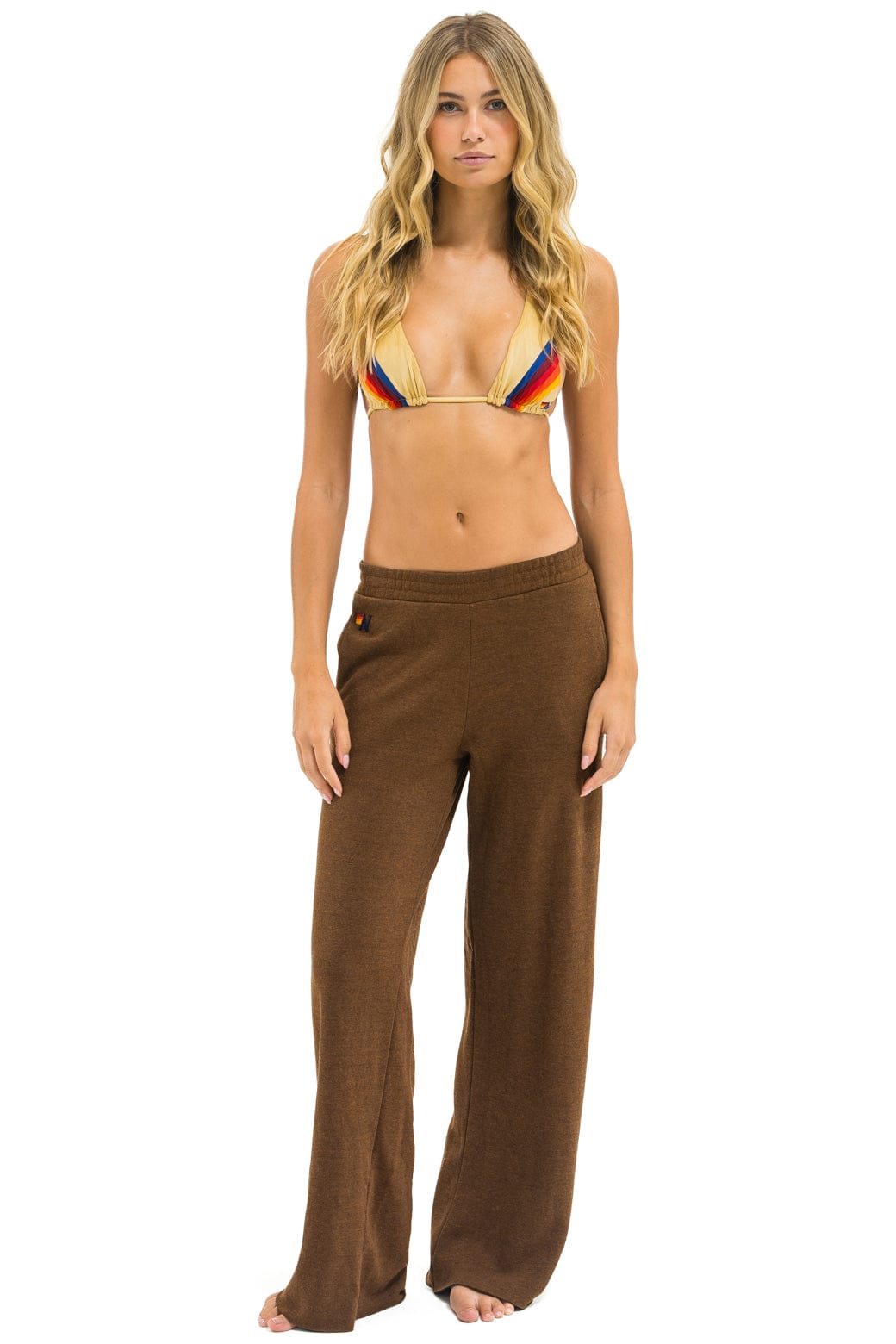 Aviator Nation WIDE LEG POCKET SWEATPANTS - CHOCOLATE