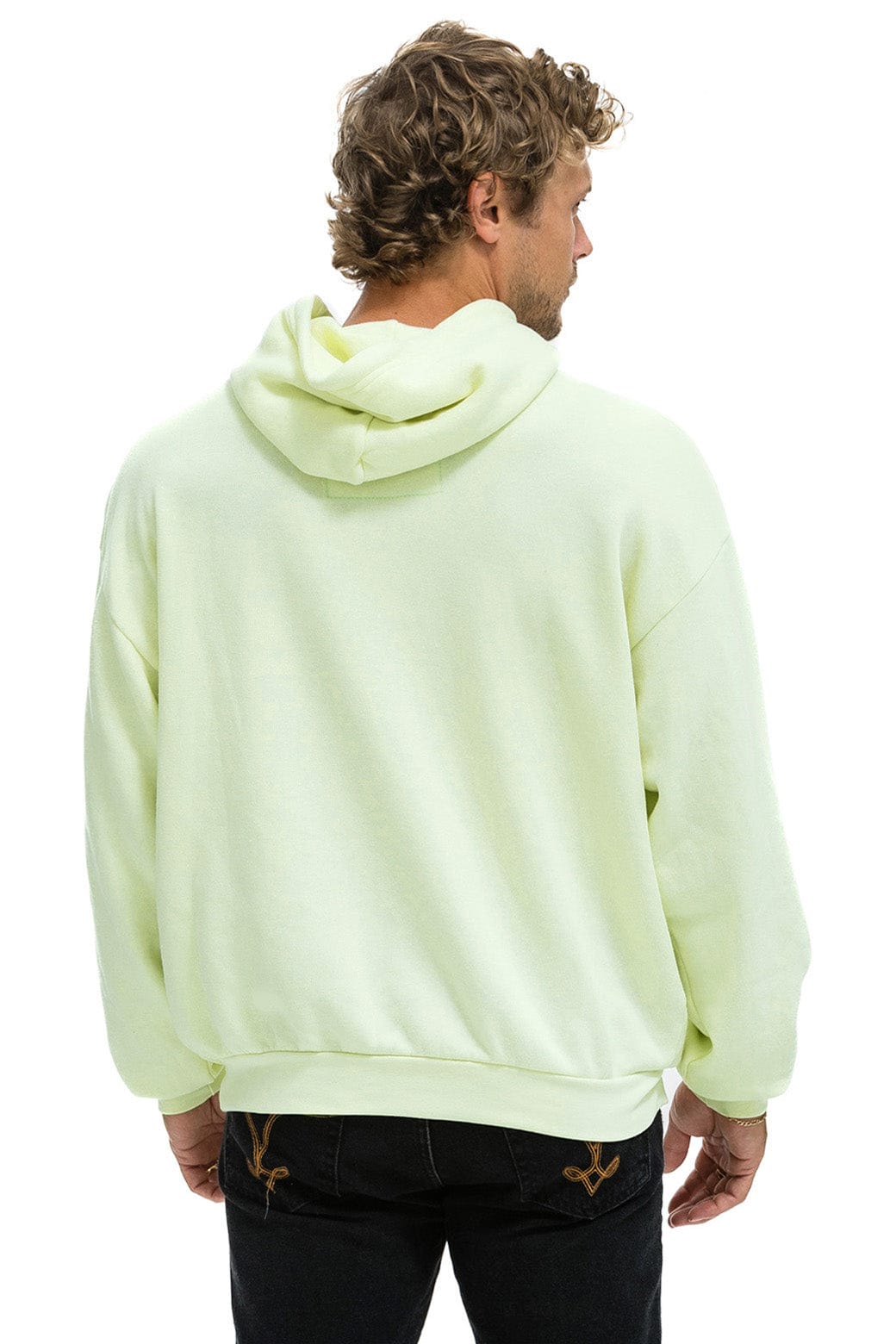 Aviator Nation WAVE STRIPE 4 PULLOVER HOODIE RELAXED - LIME CREAM // SEAFOAM