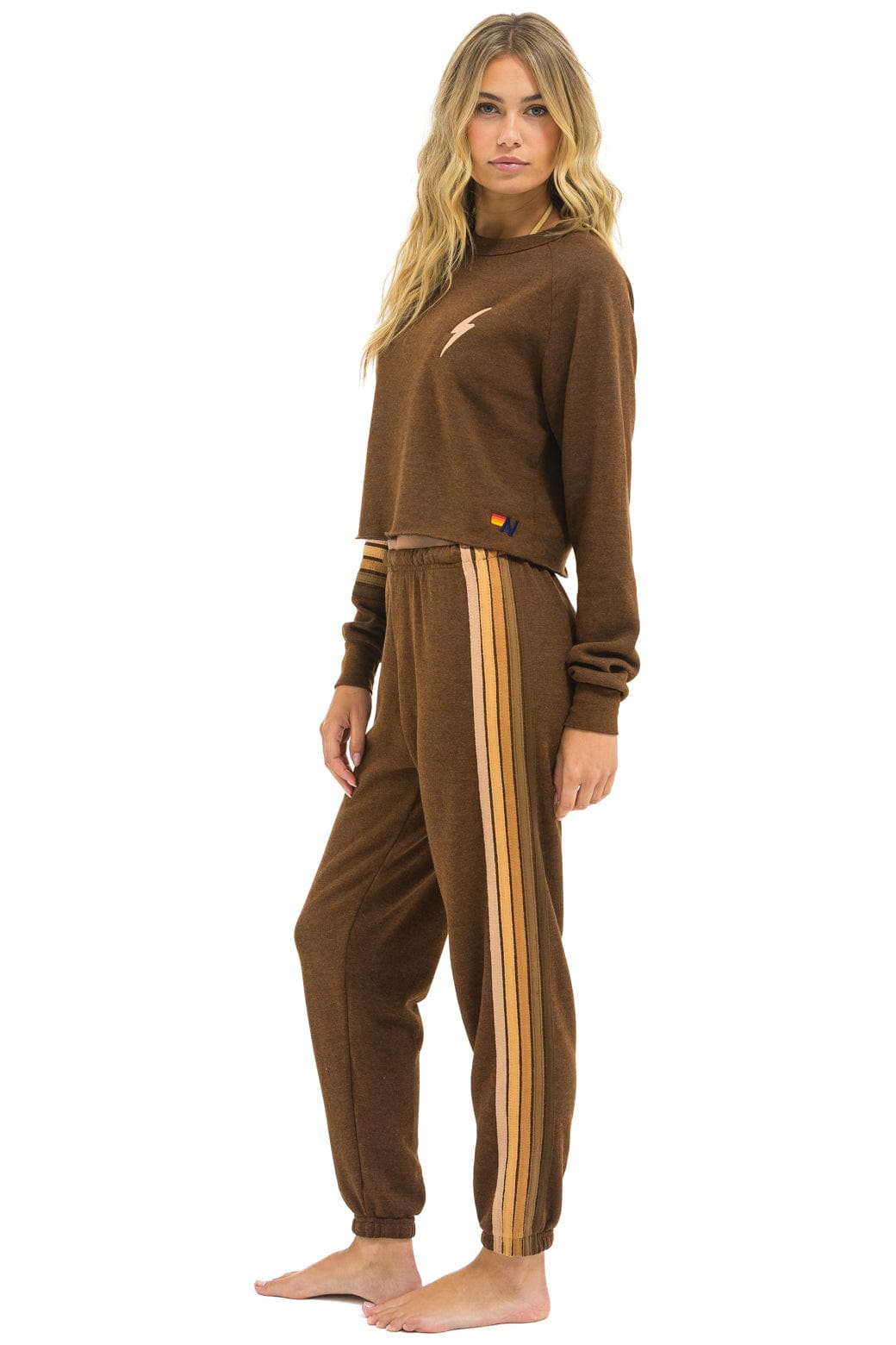 Aviator Nation 5 STRIPE SWEATPANTS - CHOCOLATE // ESPRESSO