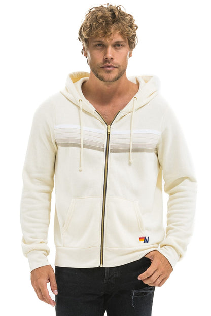 Aviator Nation 5 STRIPE HOODIE - VINTAGE WHITE // WHITE GREY