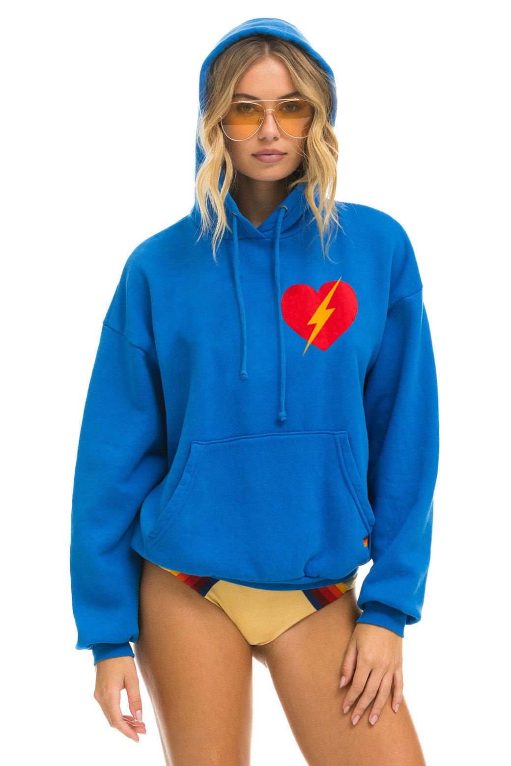 Aviator Nation BOLT HEART PULLOVER RELAXED HOODIE - ADVENTURE BLUE