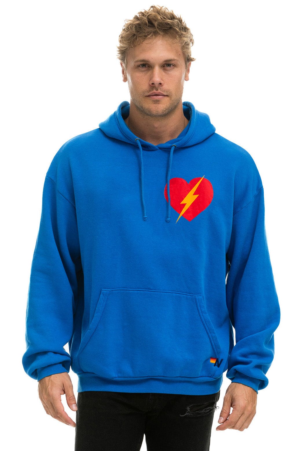 Aviator Nation BOLT HEART PULLOVER RELAXED HOODIE - ADVENTURE BLUE