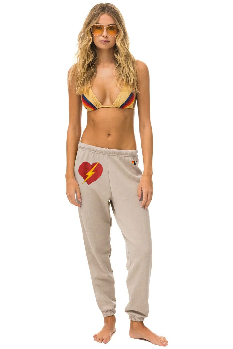 Aviator Nation BOLT HEART SWEATPANTS - SAND