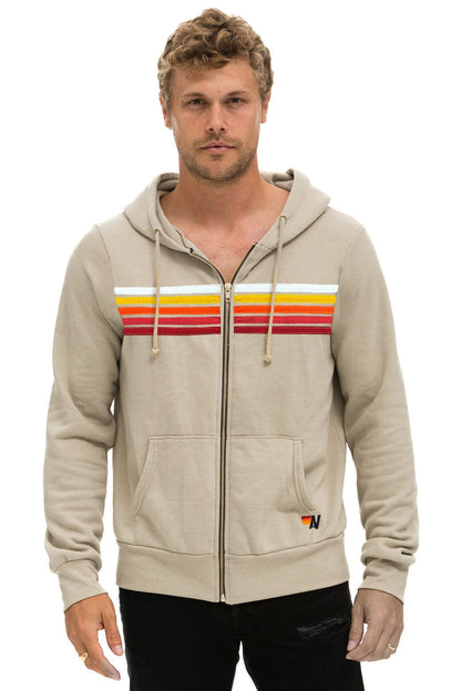 Aviator Nation 5 STRIPE HOODIE - SAND // RAINBOW WHITE