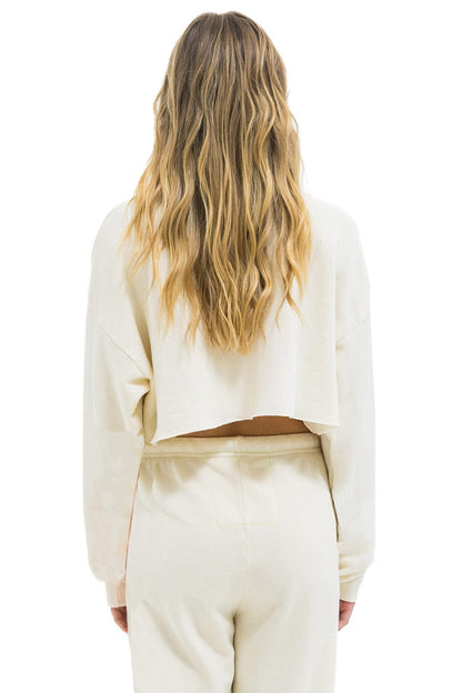 Aviator Nation LOGO CROPPED CREW SWEATSHIRT RELAXED - VINTAGE WHITE