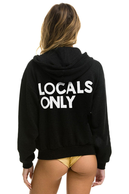 Aviator Nation LOCALS ONLY RELAXED ZIP HOODIE - BLACK