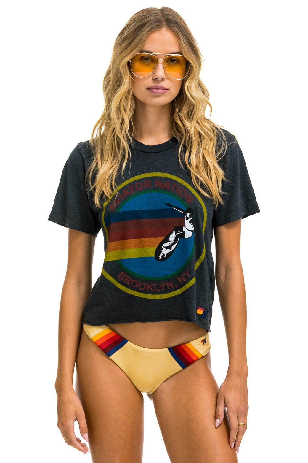 Aviator Nation AVIATOR NATION BROOKLYN BOYFRIEND TEE - CHARCOAL