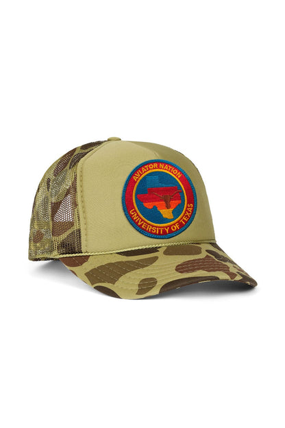 Aviator Nation UNIVERSITY OF TEXAS CIRCLE PATCH VINTAGE LOW RISE TRUCKER - CAMO