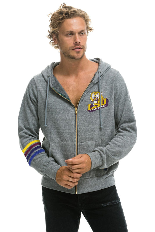 Aviator Nation LSU BOLT ZIP HOODIE  - HEATHER GREY