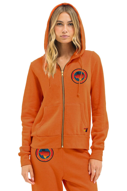 Aviator Nation UNIVERSITY OF TEXAS CIRCLE PRINT ZIP HOODIE - BURNT ORANGE