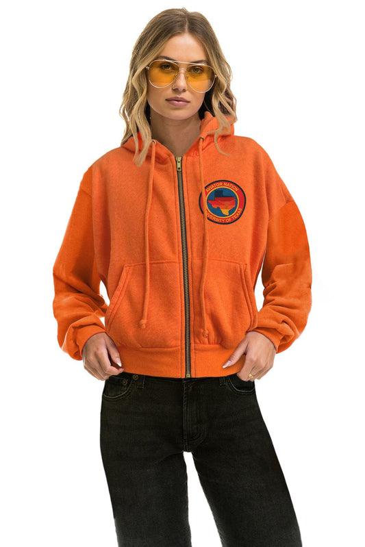 Aviator Nation UNIVERSITY OF TEXAS LONGHORNS RELAXED CIRCLE CROPPED HOODIE - BURNT ORANGE