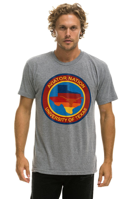 Aviator Nation UNIVERSITY OF TEXAS CIRCLE PRINT CREW TEE SHIRT - HEATHER