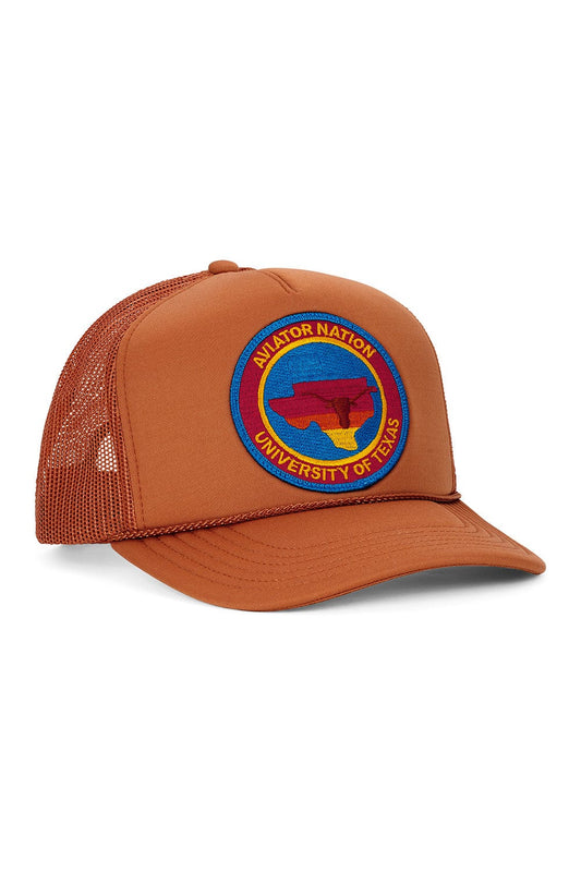 Aviator Nation UNIVERSITY OF TEXAS CIRCLE PATCH VINTAGE LOW RISE TRUCKER - BURNT ORANGE