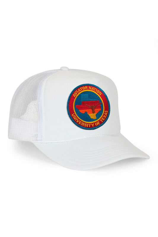 Aviator Nation UNIVERSITY OF TEXAS CIRCLE PATCH VINTAGE LOW RISE TRUCKER - WHITE