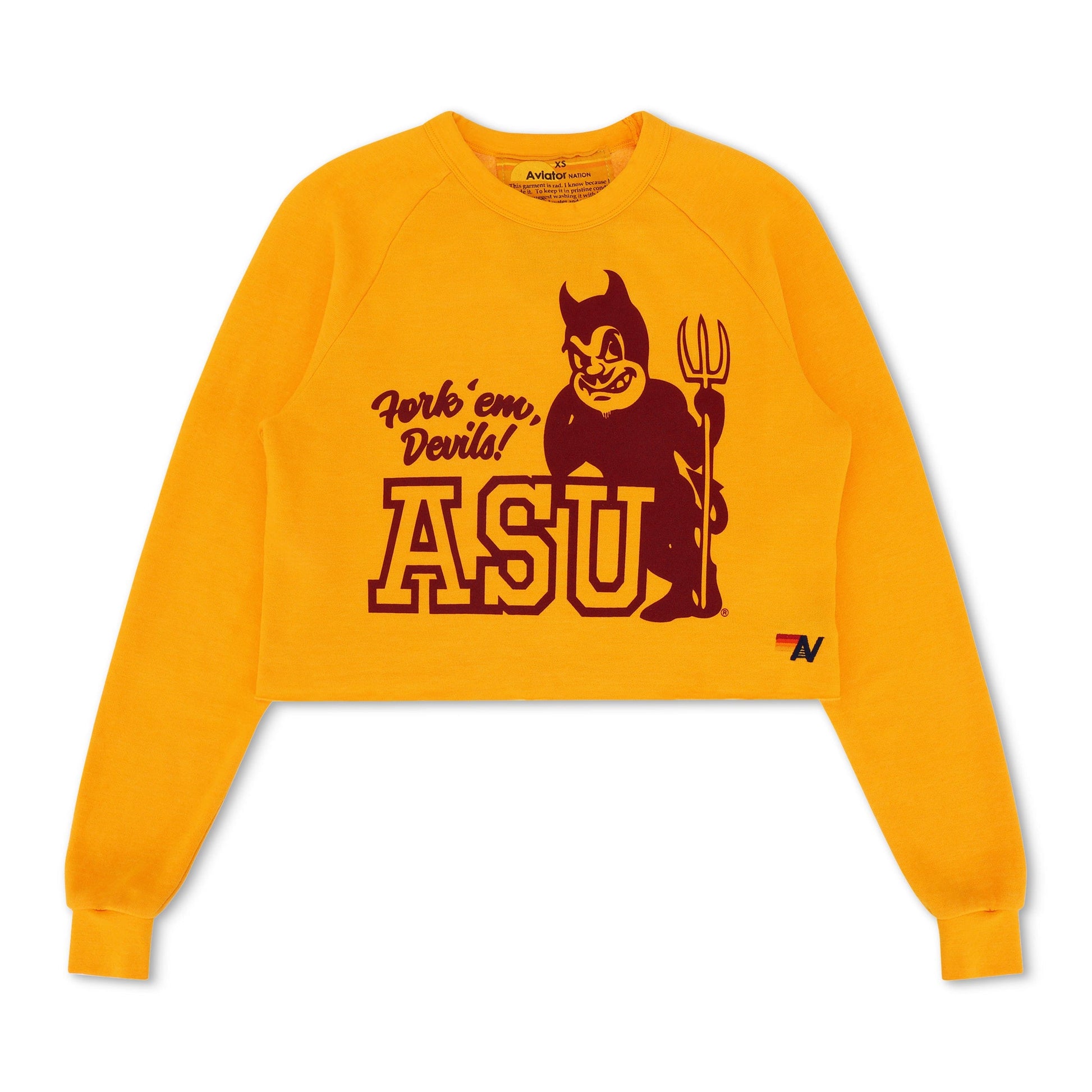 Aviator Nation ASU VINTAGE DEVIL CROPPED CREW SWEATSHIRT - GOLD