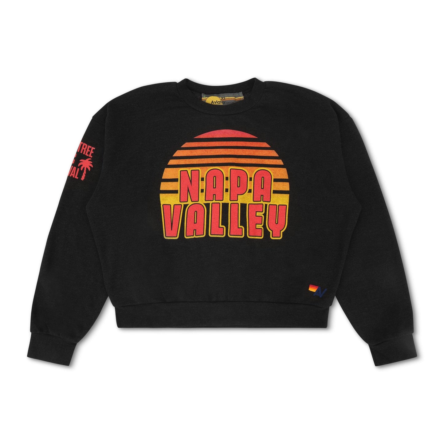 Aviator Nation PALM TREE FEST NAPA 2025 CREW SWEATSHIRT RELAXED - BLACK