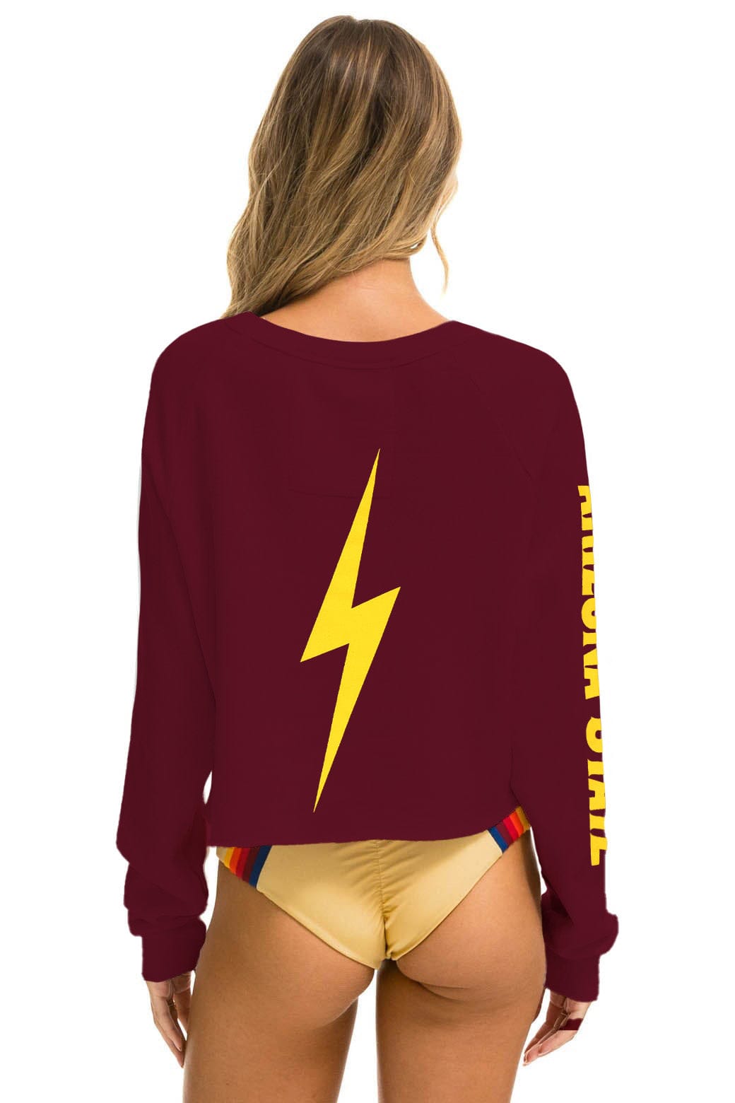 Aviator Nation ASU BOLT CROPPED CREW SWEATSHIRT - MAROON