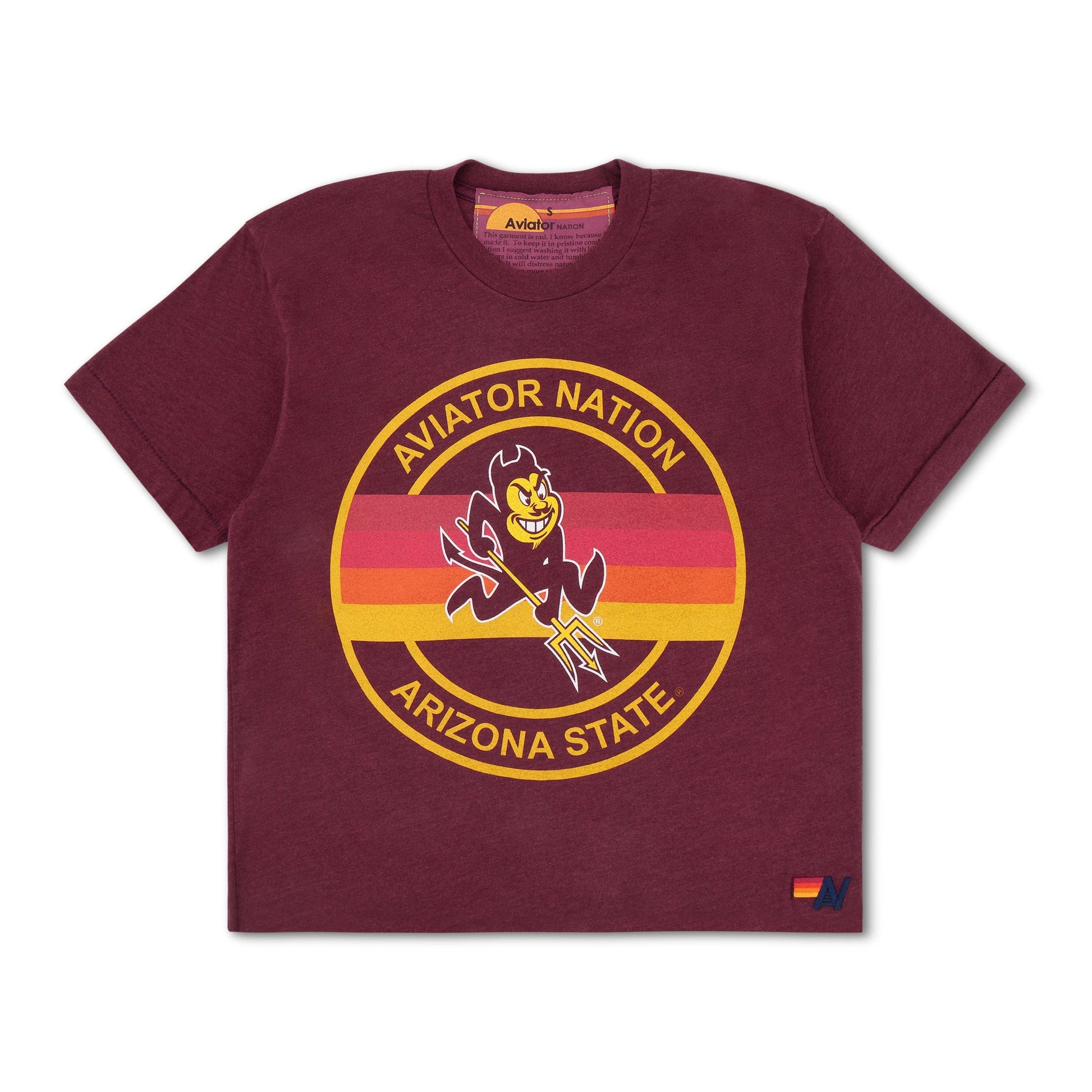 Aviator Nation ASU BOLT BOYFRIEND TEE - MAROON