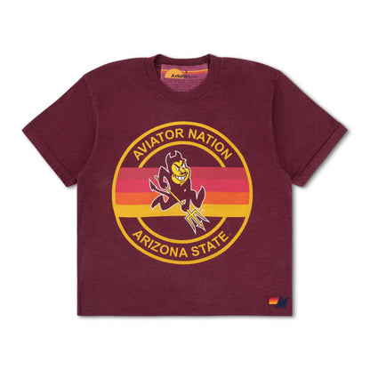 Aviator Nation ASU BOLT BOYFRIEND TEE - MAROON