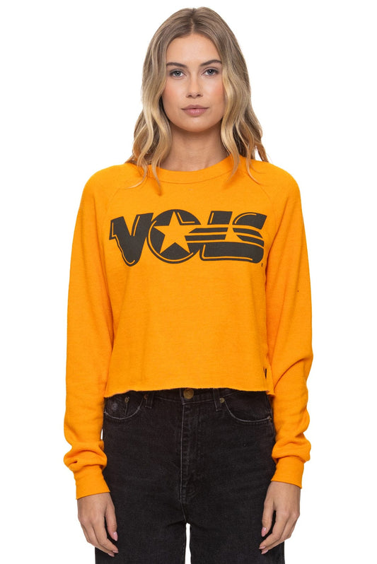Aviator Nation UNIVERSITY OF TENNESSEE VOLS CROPPED CREW SWEATSHIRT - TENNESSEE ORANGE